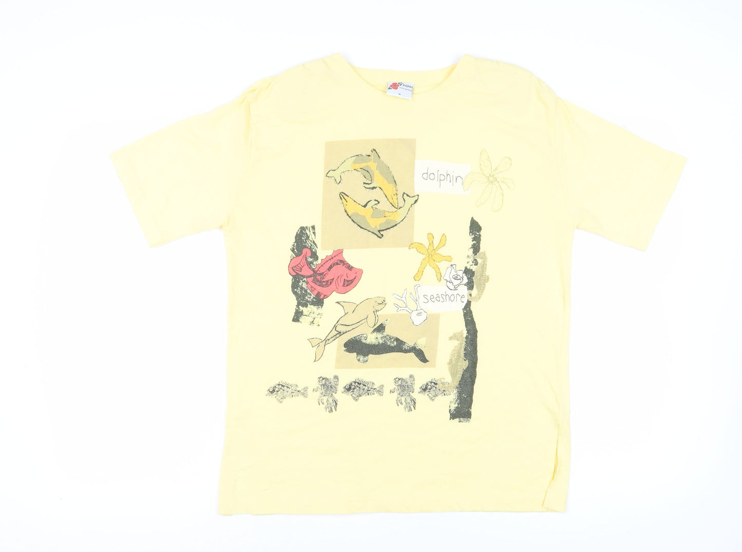 Poppy Unisex Yellow Dolphin T-Shirt M - Casual Summer Wear