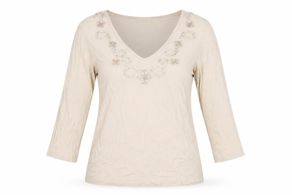 Marks and Spencer Women's Beige 3/4 Sleeve Blouse