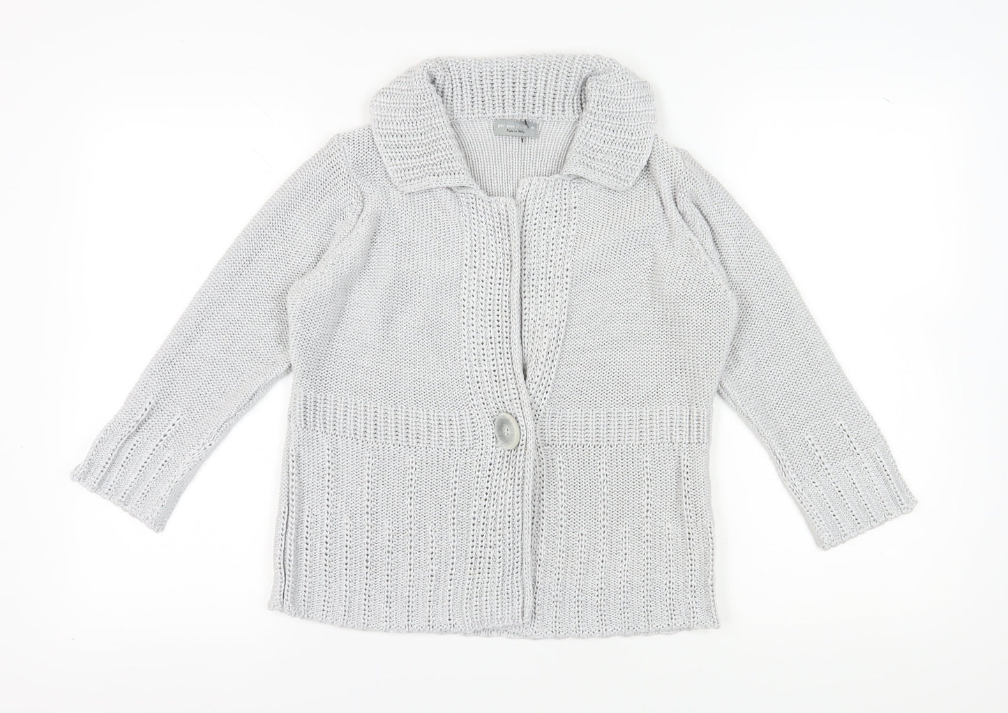 Marks and Spencer Women's Grey Cardigan M Chunky-Knit