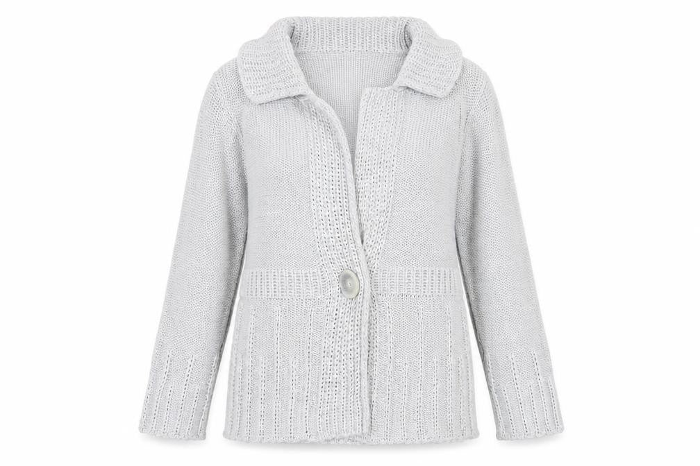 Marks and Spencer Women's Grey Cardigan M Chunky-Knit