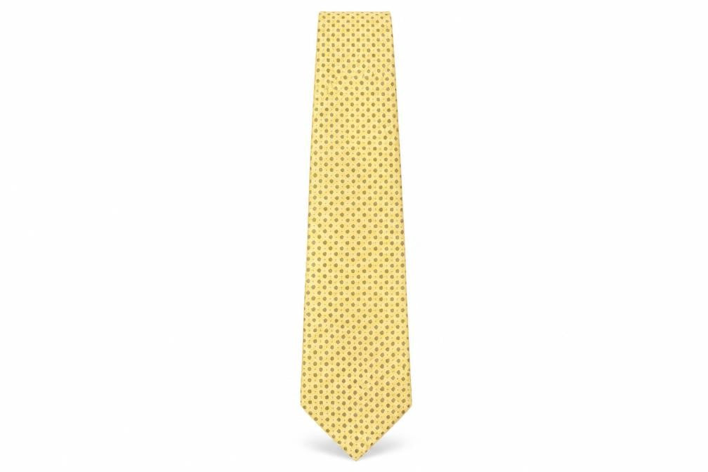 Frangi Men's Yellow Geometric Silk Tie