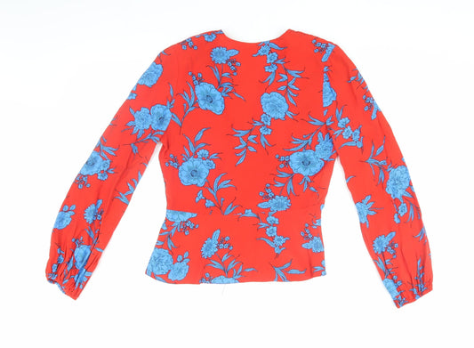 Red Herring Floral Wrap Blouse, Women, Red, Size 8