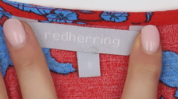 Red Herring Floral Wrap Blouse, Women, Red, Size 8