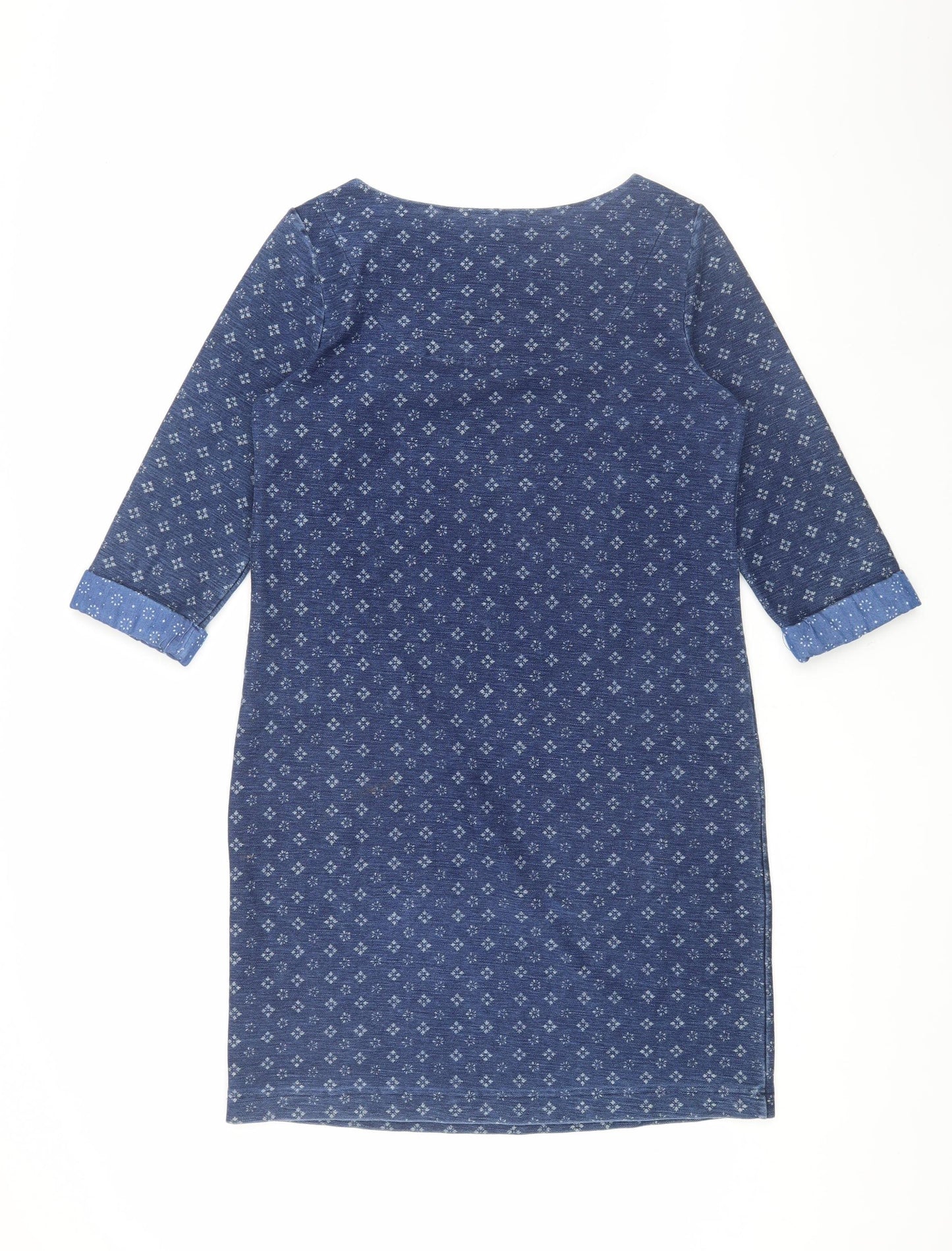 White Stuff Women's Blue 3/4 Sleeve Shift Dress