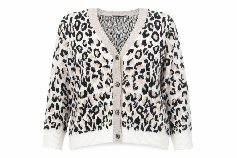 Front view of Kaleidoscope Women's Multicoloured Leopard Cardigan, size 16