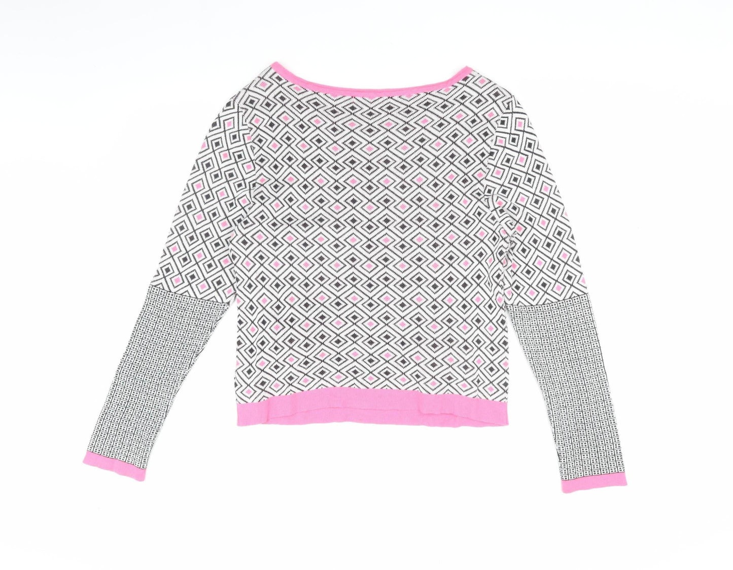 Love Label Women's Pink Geometric Pullover Jumper, Size 10