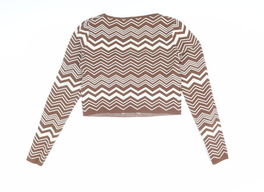 Stradivarius Women's Brown Cropped Blouse, Size 8