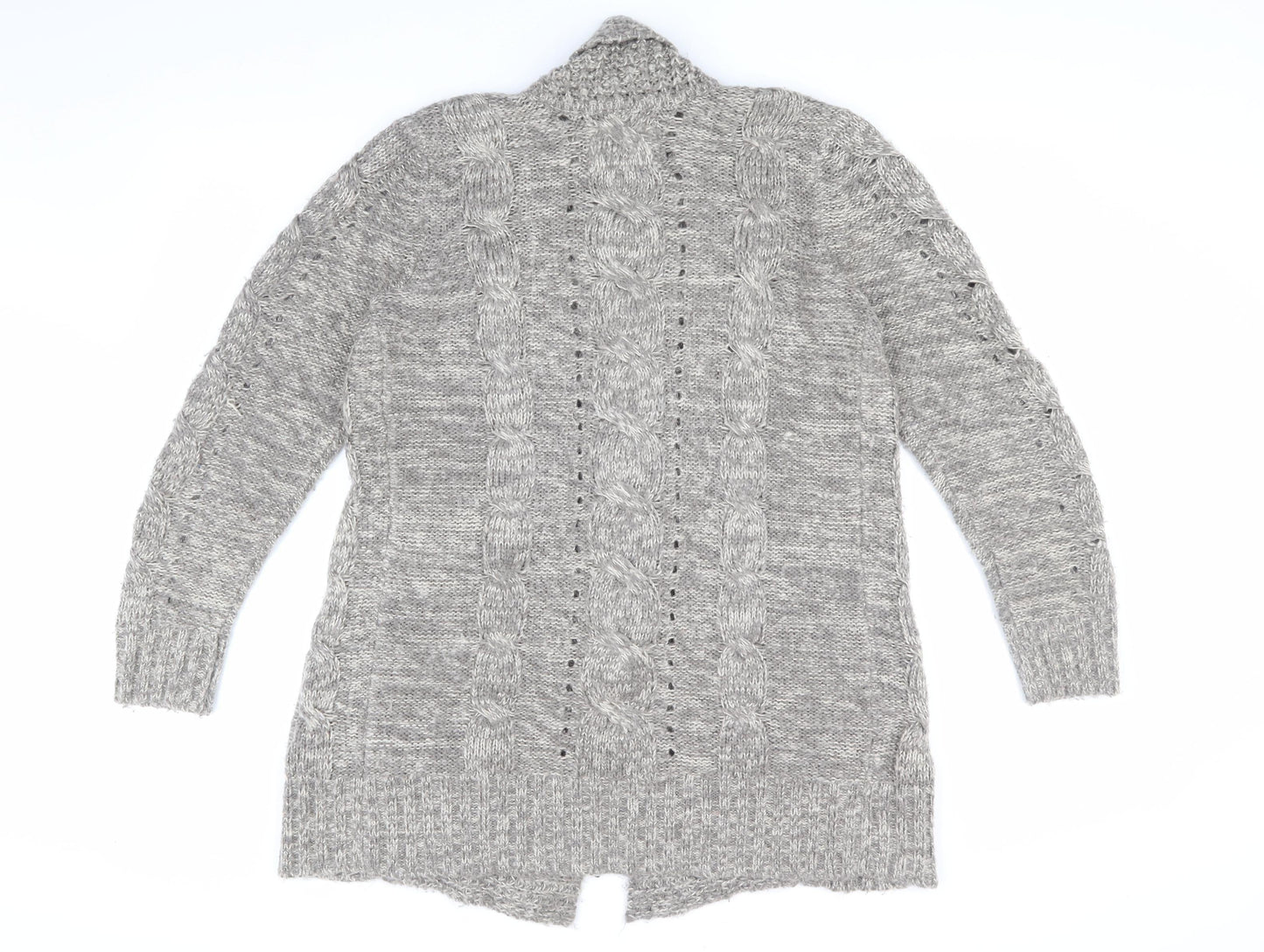 New Look Women’s Grey Cable-Knit Cardigan - Size 10