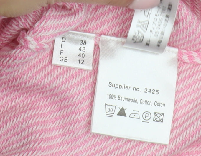Elégance Women's Pink Striped Button-Up Shirt, Size 12