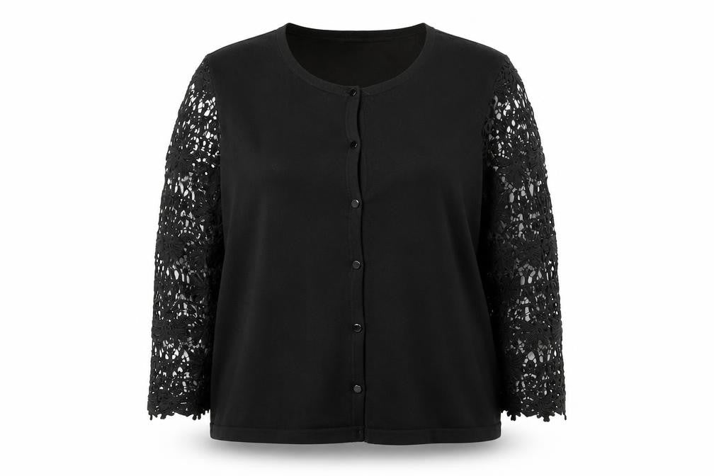 Womens UK 16 Regular Laura Ashley Black Cardigan Tight-Knit