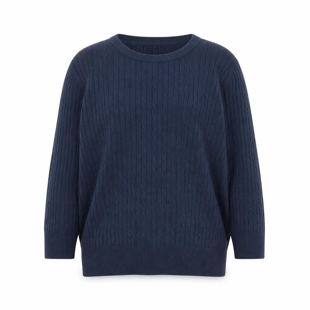Womens UK L Regular Jones New York Blue Pullover Cable-Knit