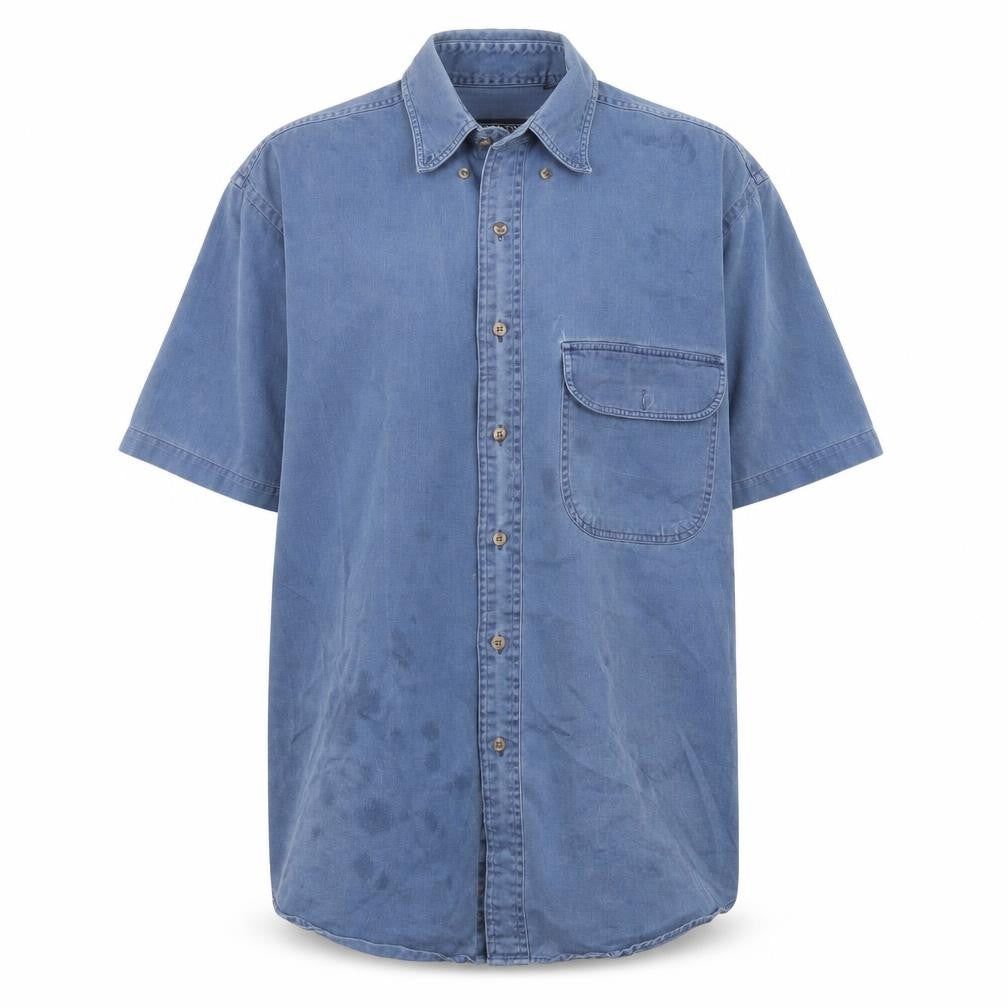 Unisex Adultss UK Size M Land's End Blue Cotton Button-Up