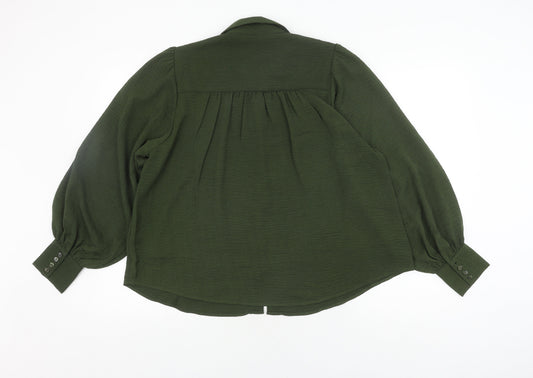 Apricot Women's Green Button-Up Balloon Sleeve Shirt