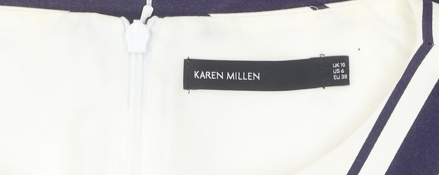Karen Millen Women's Striped Shift Dress - UK 10