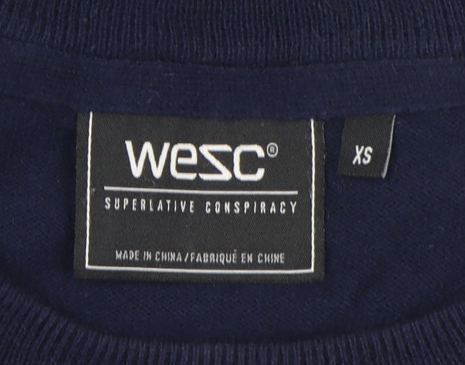 WESC Men's Blue XS Crew Neck Pullover Jumper