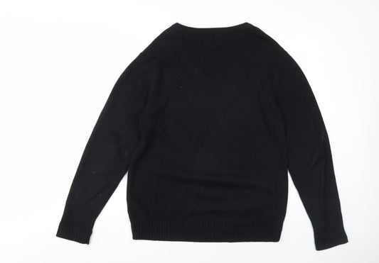 Firetrap Men's Black V-Neck Pullover Jumper L