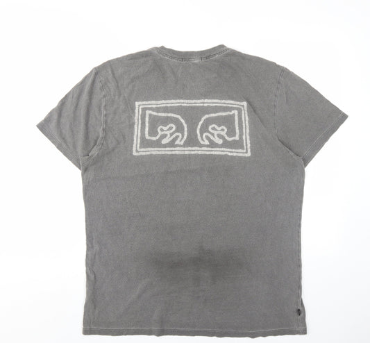 Obey Men's Grey Art Graphic T-Shirt M Regular Fit