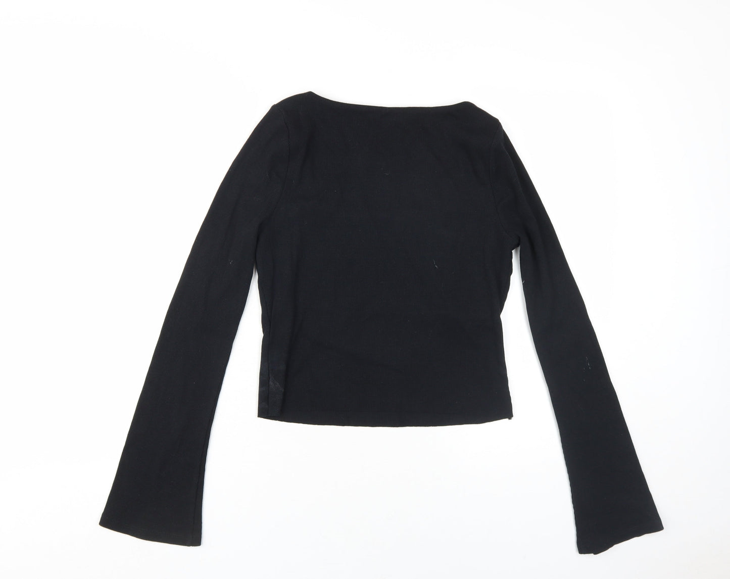 Collusion Women's Black Cropped Long Sleeve T-Shirt