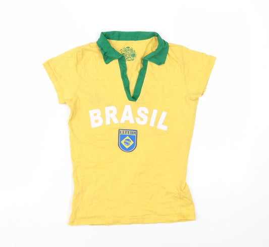 Vintage Spirit Women's Yellow Sports Polo Shirt, Size 10, Retro Style