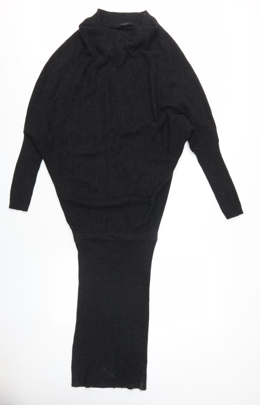 AllSaints Women's Black Midi Knit Bodycon Dress