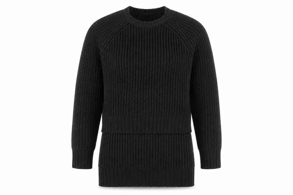 Pink Woman Black Chunky-Knit Pullover Jumper M