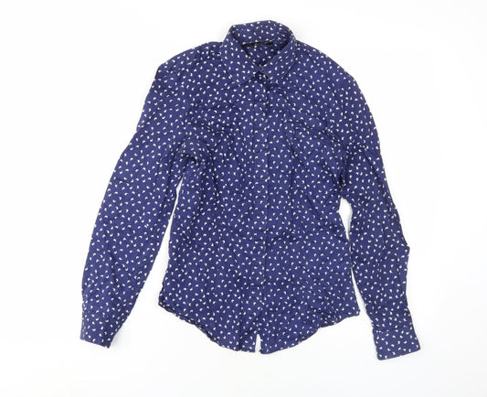 T.M. Lewin Women's Blue Animal Print Shirt Size 8