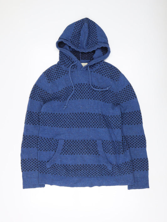 Hollister Women's Blue Striped Knit Pullover Hoodie S