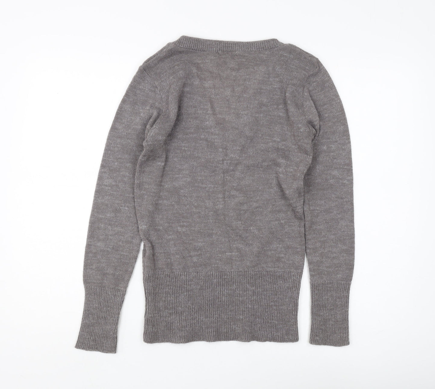 Topshop Women’s Grey V-Neck Pullover Jumper Size 8