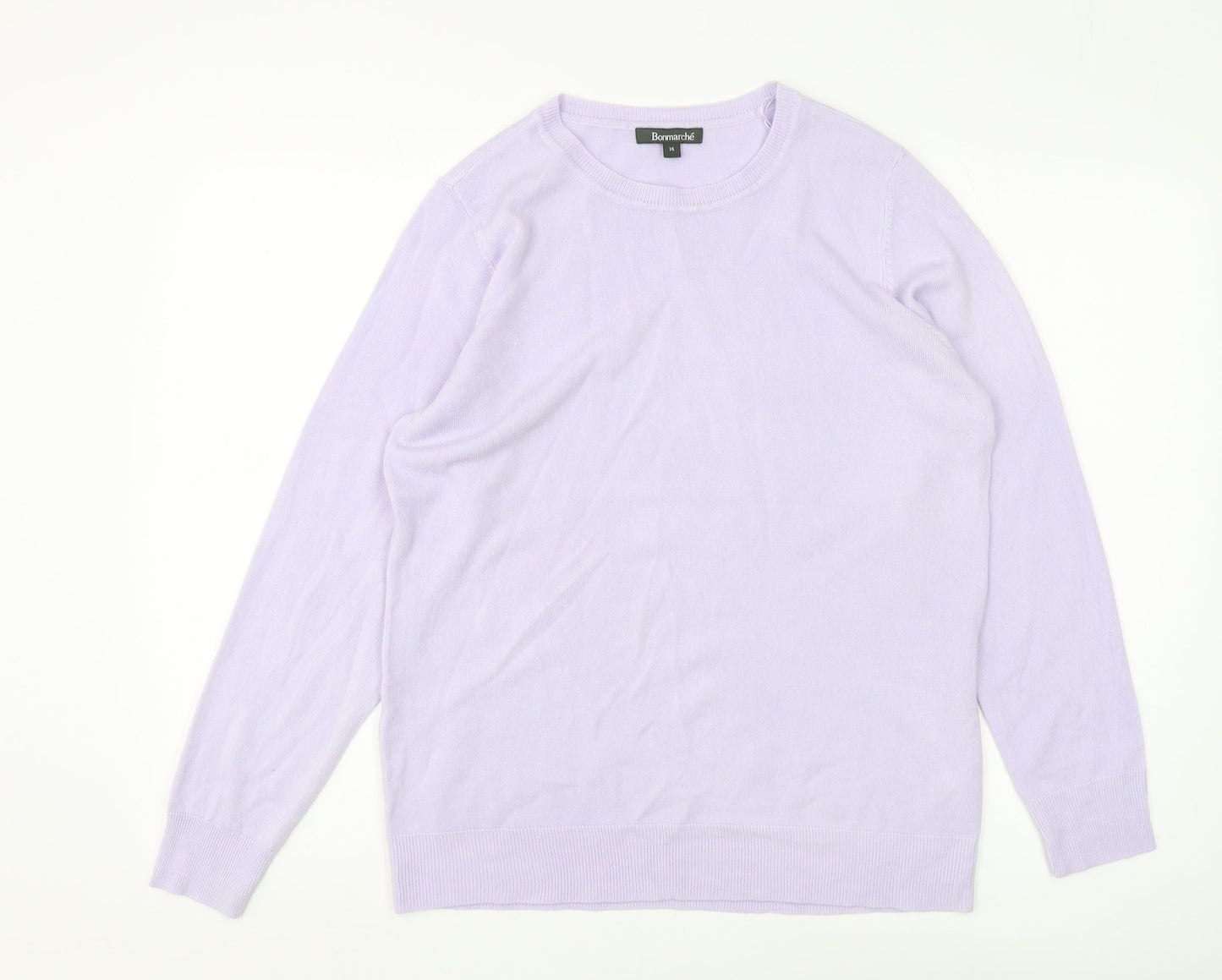 Bonmarché Women's Purple Crew Neck Jumper Size 14