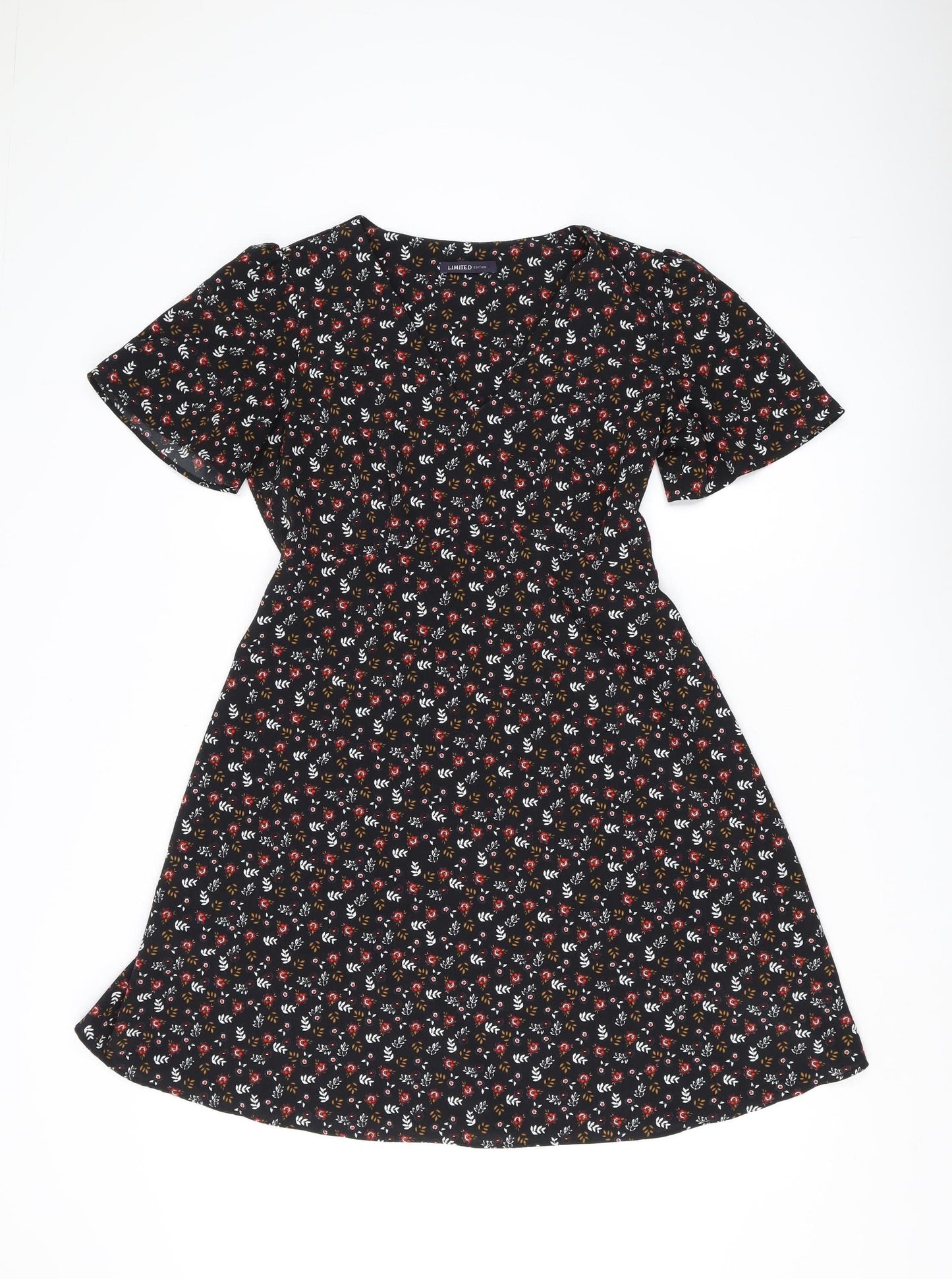 Marks & Spencer Women's Black Floral Dress Size 10
