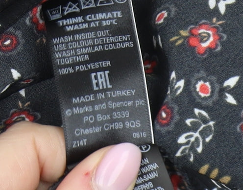 Marks & Spencer Women's Black Floral Dress Size 10