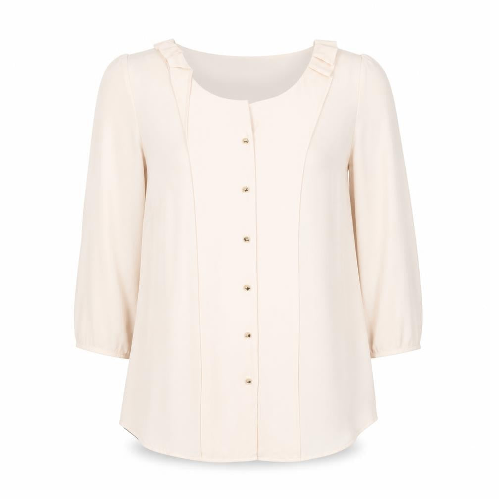 Marks and Spencer Women's Beige 3/4 Sleeve Blouse