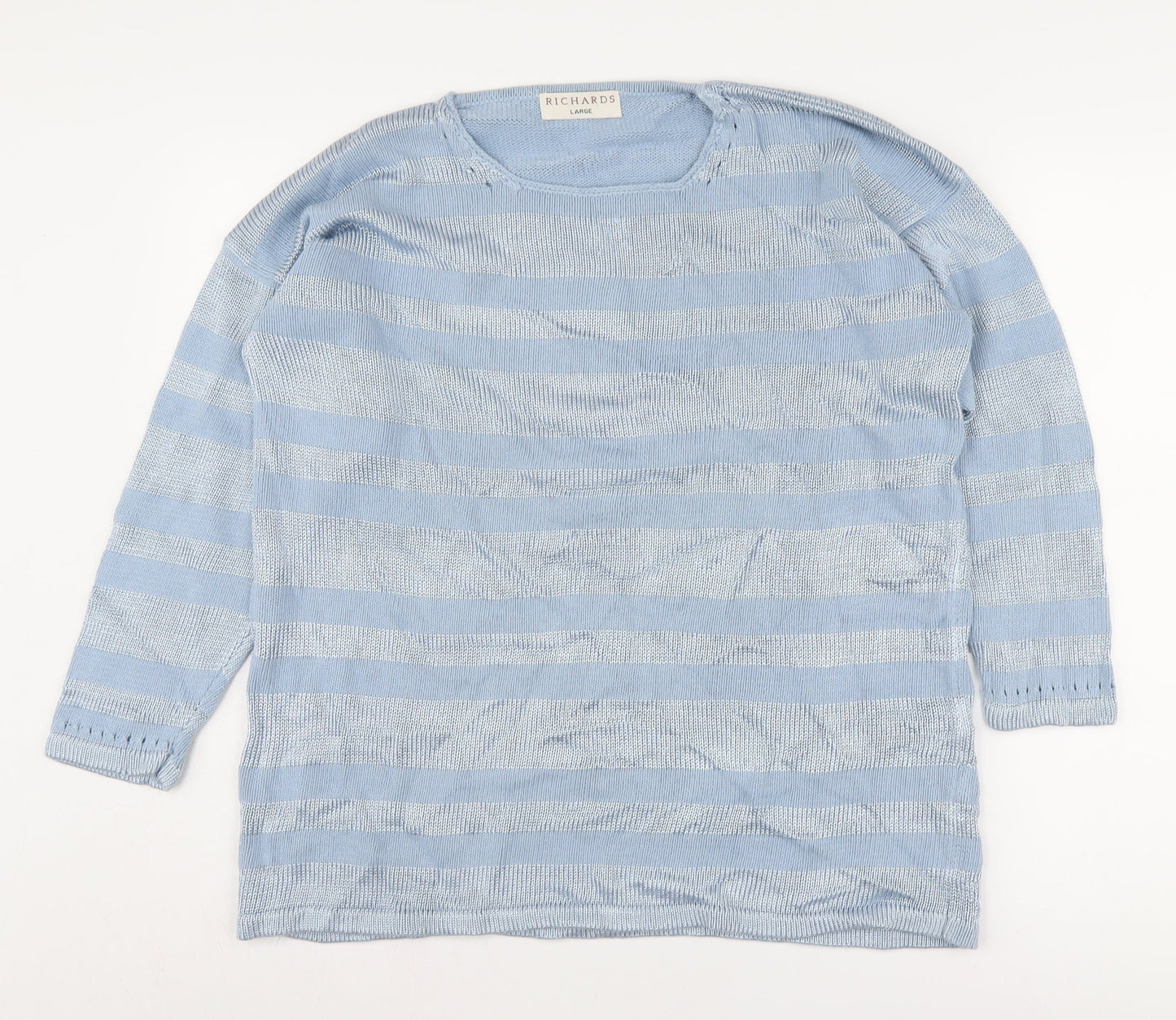 Richards Women's Blue Striped Pullover Jumper L
