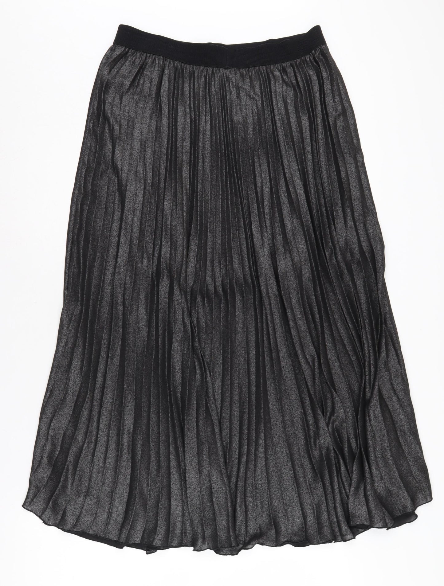 H&M Women's Black Pleated Midi Skirt, Size 14, Polyester
