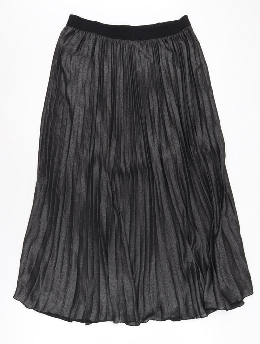 H&M Women's Black Pleated Midi Skirt, Size 14, Polyester