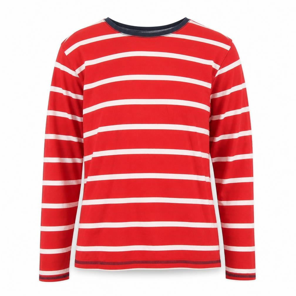 Cotton Womens Traders Red Striped Jersey T-Shirt S
