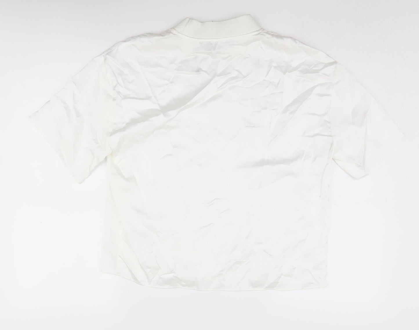 Zara Women's White Mock Neck T-Shirt, Size S