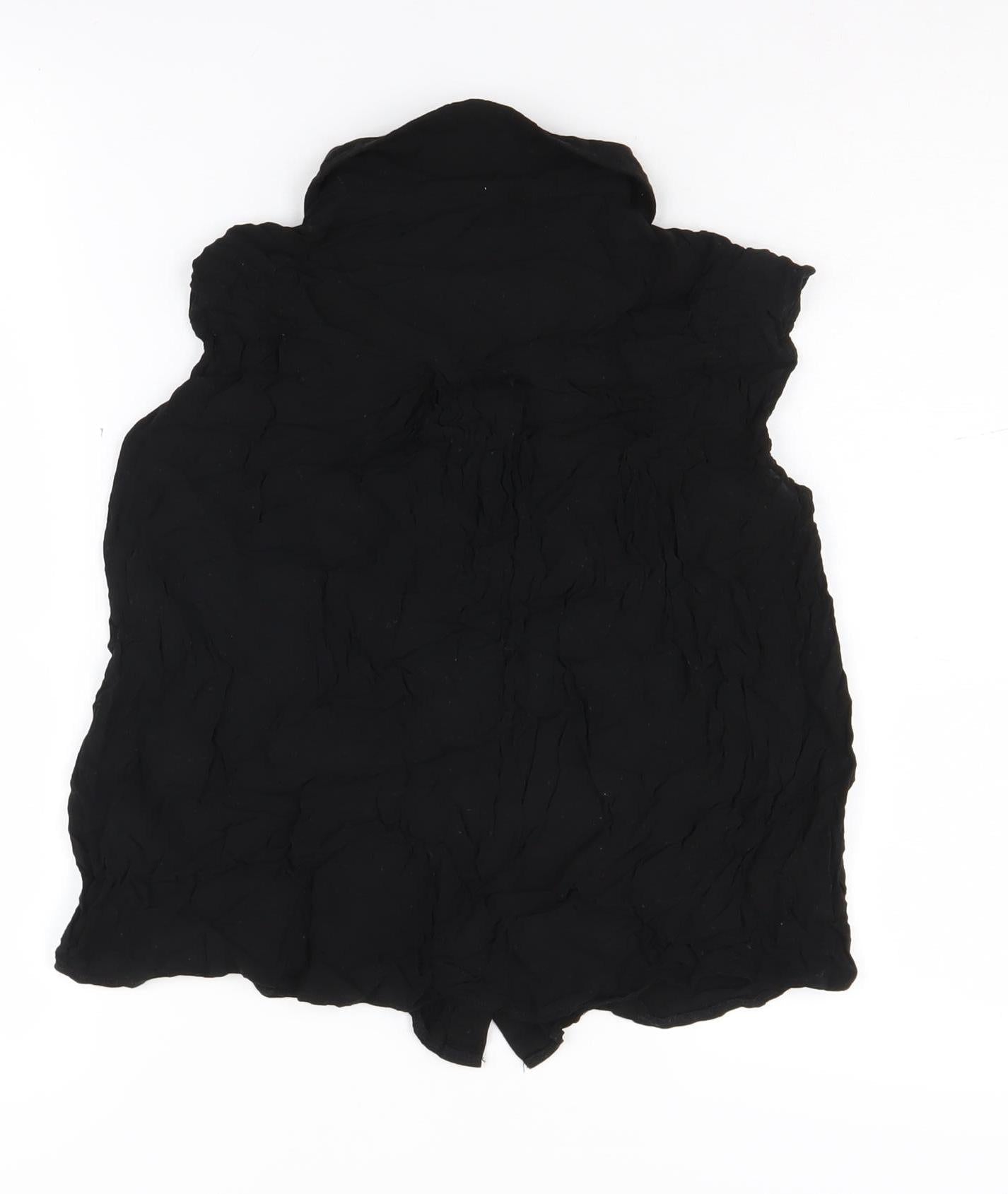 ASOS Women's Black Sleeveless Button-Up Top, Size 10