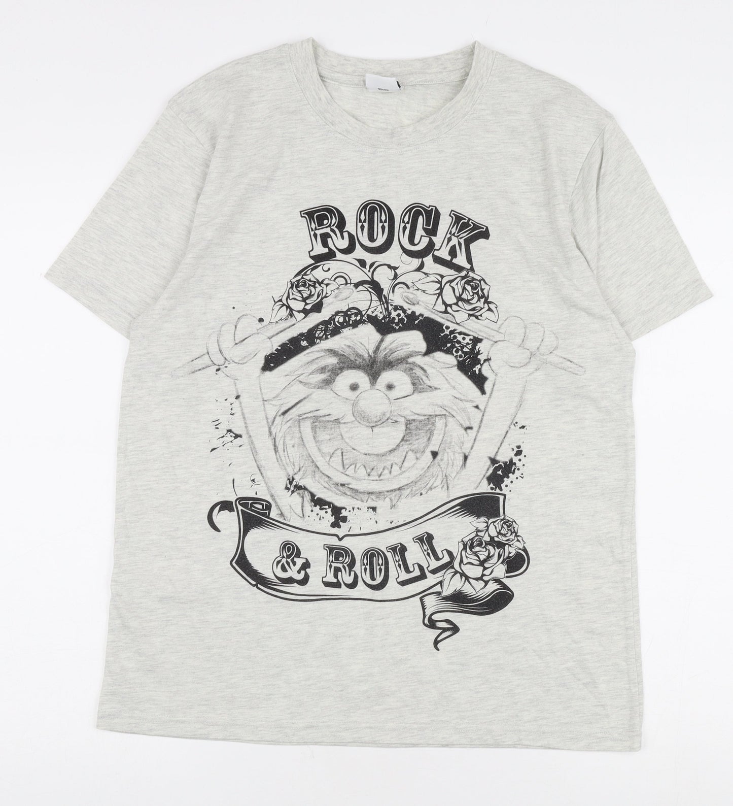Disney Men's Grey Rock N Roll T-Shirt Size L