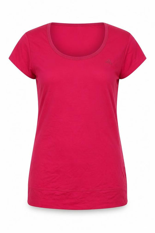 Womens UK Size 14 adidas Pink Cotton Blend Blend T-Shirt