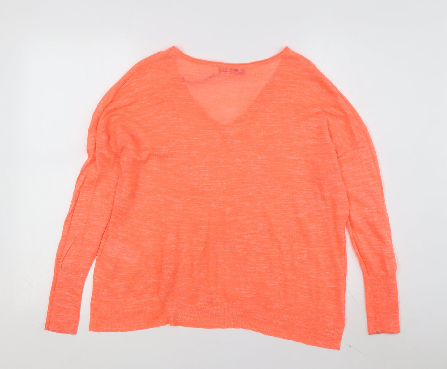 Mint Velvet Women's Orange V-Neck Pullover Jumper XS