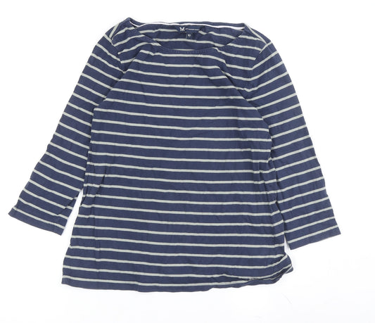 Crew Clothing Women's Blue Striped T-Shirt Size 10