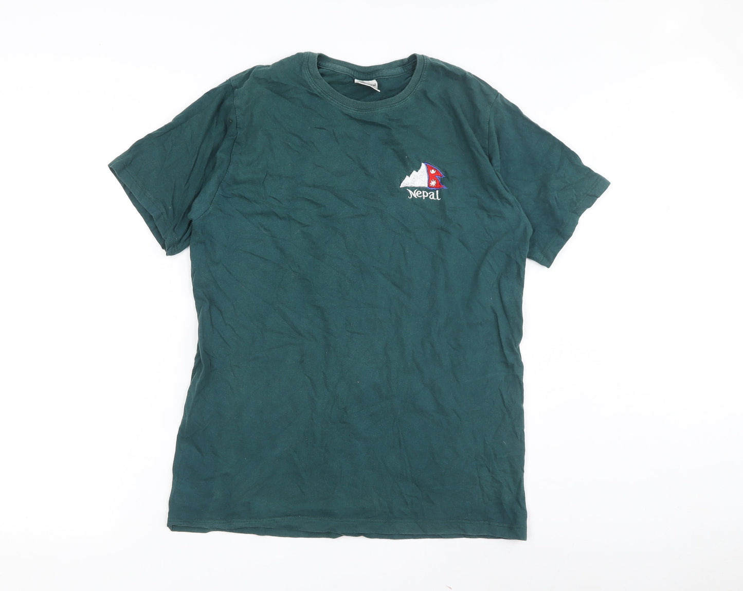 Nice Nepal Unisex Green Crew Neck T-Shirt Size 14