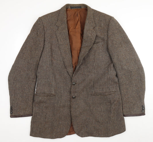 St Michael Men's Brown Wool Blazer, 44L Check Vintage Style
