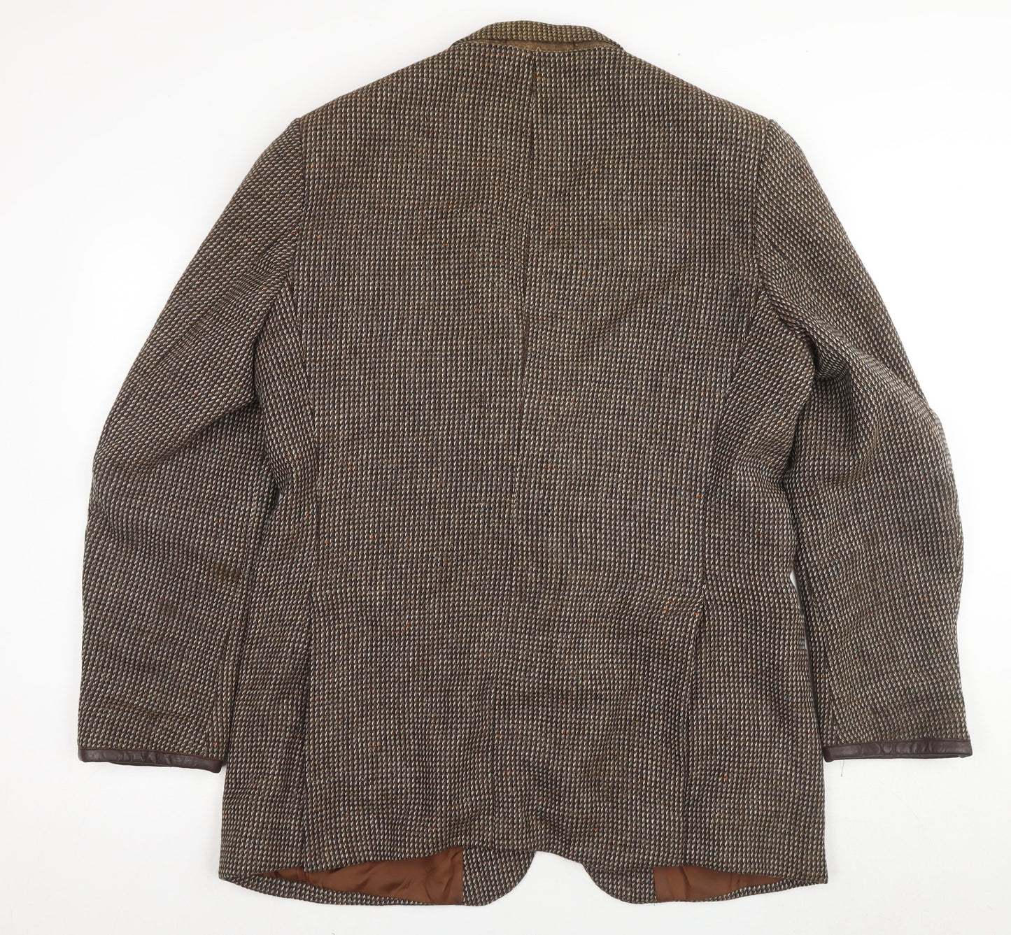 St Michael Men's Brown Wool Blazer, 44L Check Vintage Style