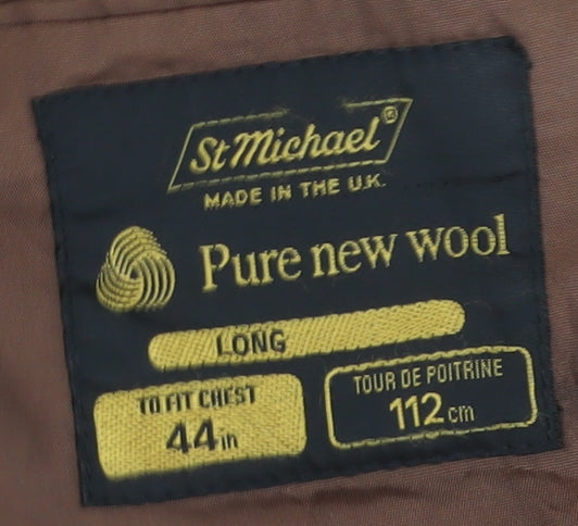 St Michael Men's Brown Wool Blazer, 44L Check Vintage Style