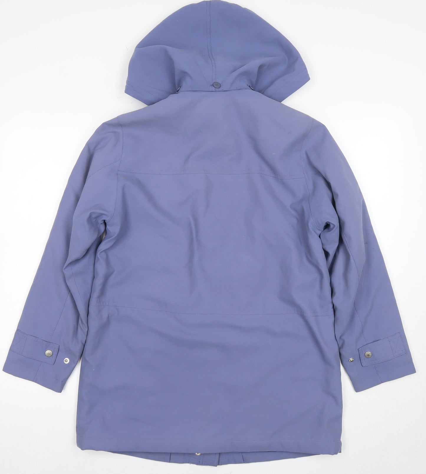 Dannimac Women's Blue Parka Coat, Size S, Hooded, Snap Closure
