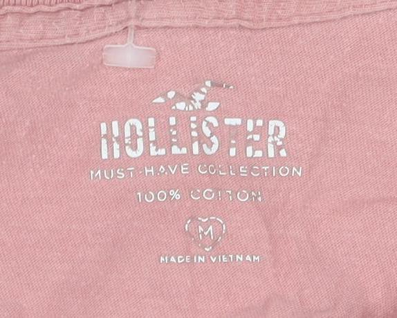 Hollister Women's Pink Striped T-Shirt, Size M, Casual