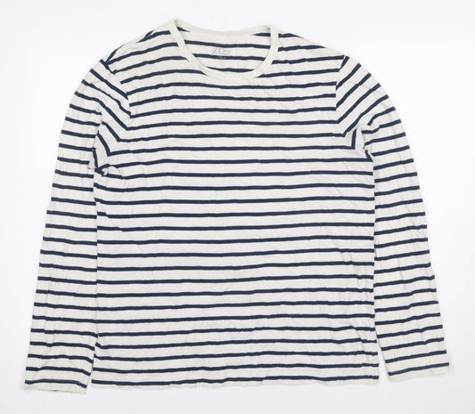J.Crew Women's Blue Striped T-Shirt L