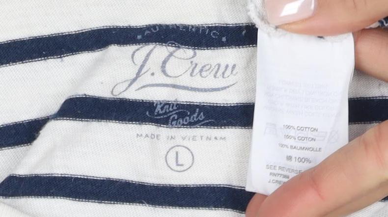 J.Crew Women's Blue Striped T-Shirt L